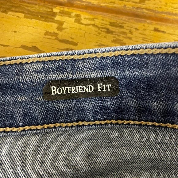 Judy Blue Boyfriend Fit Distressed Jeans Blue Sz 15/32 - Picture 6 of 8